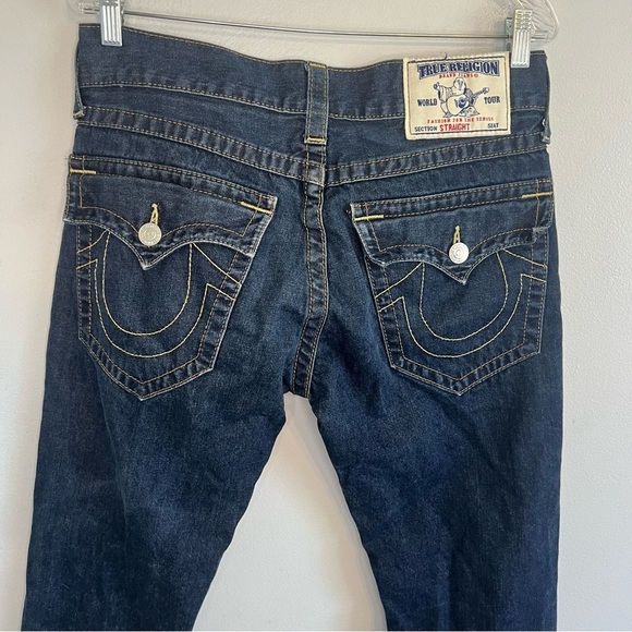 True Religion Womens Straight Leg Jeans Flap Pocket Sz 31 Slim Fit Retro Western - Picture 13 of 15